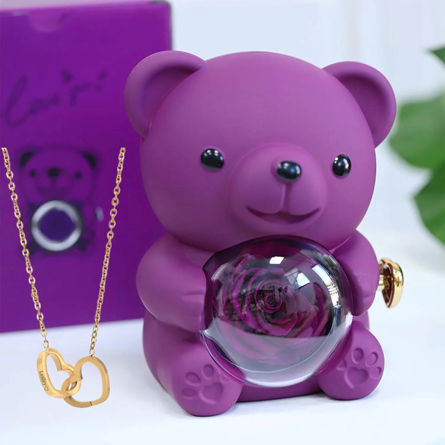 Eternal Rose Bear With Necklace