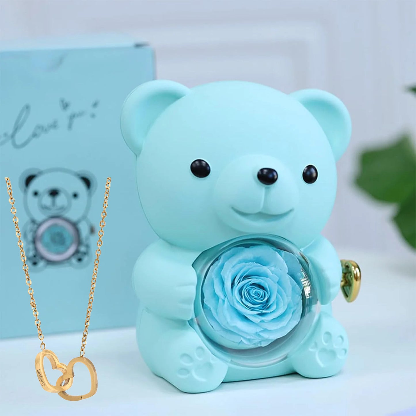 Eternal Rose Bear With Necklace