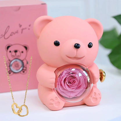 Eternal Rose Bear With Necklace