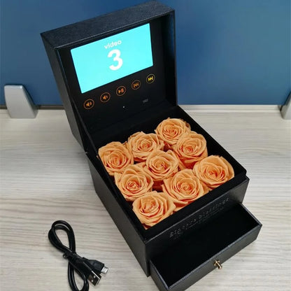 Usb Upload Video Luxury Jewelry Flower Box Video Player Gift Box LCD Screen Advertising Marketing Digital Brochure Card Box